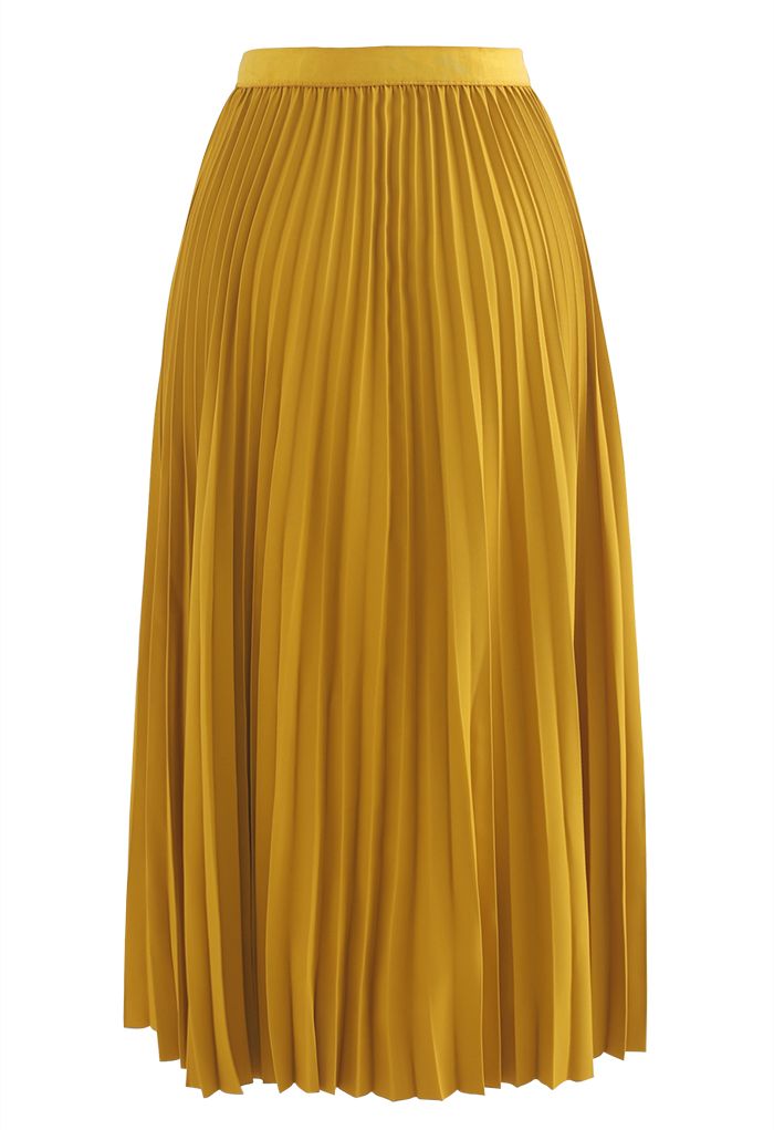 Simplicity Pleated Midi Skirt in Mustard