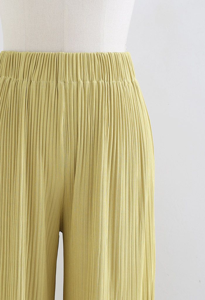 High-Waisted Ribbed Pants in Mustard