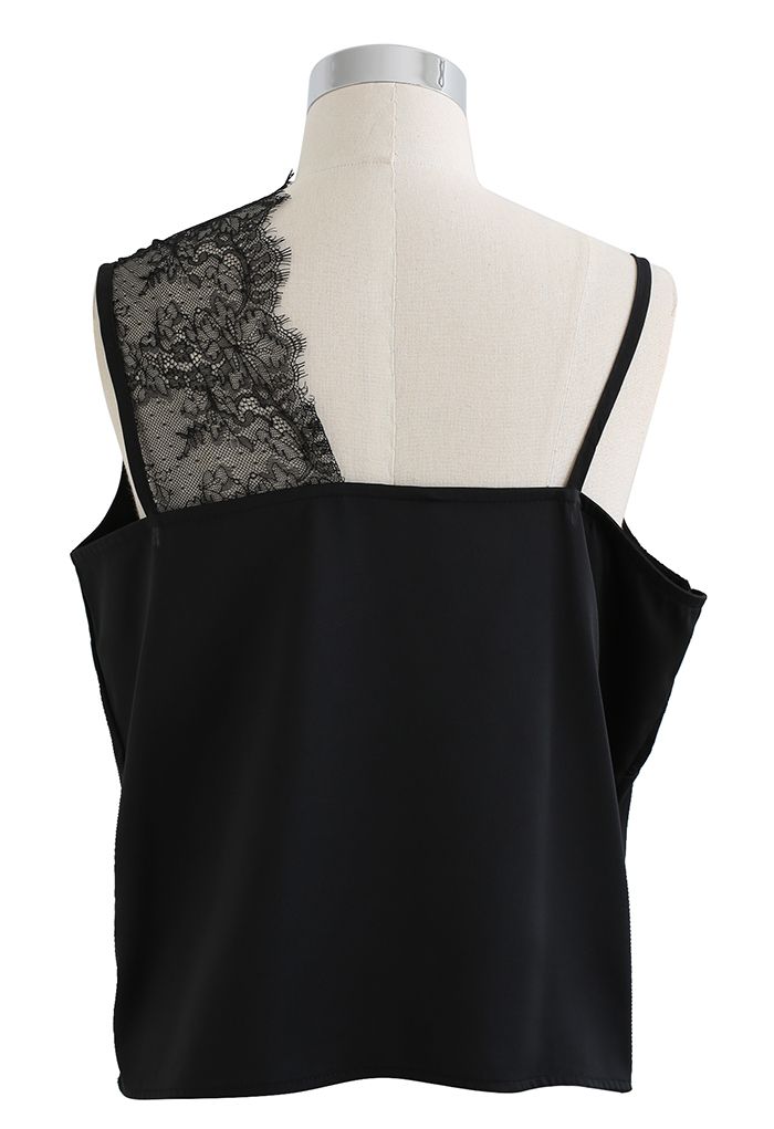 Nifty Lace Spliced Cami Top in Black
