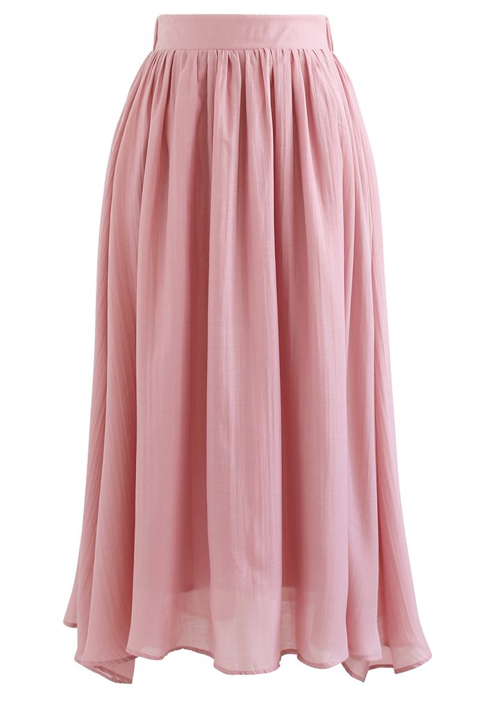 Simplicity Solid Color Textured Skirt in Pink