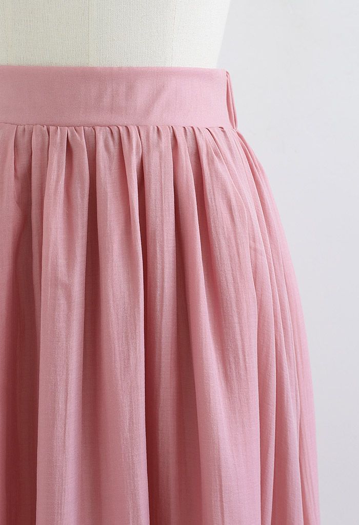 Simplicity Solid Color Textured Skirt in Pink