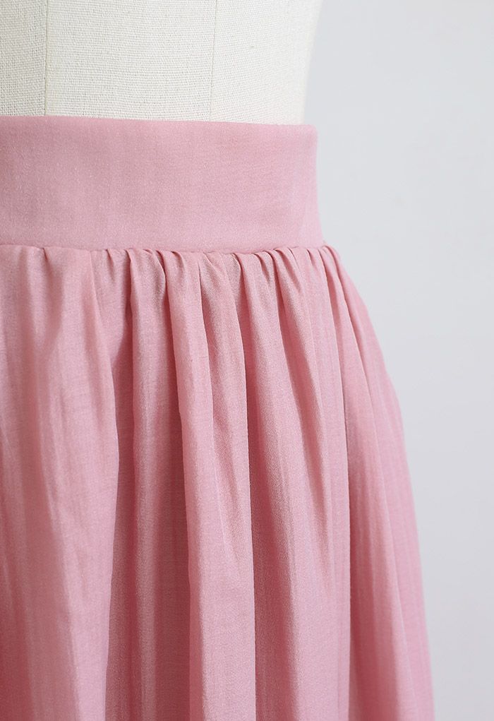 Simplicity Solid Color Textured Skirt in Pink