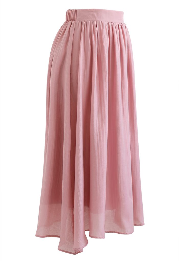 Simplicity Solid Color Textured Skirt in Pink