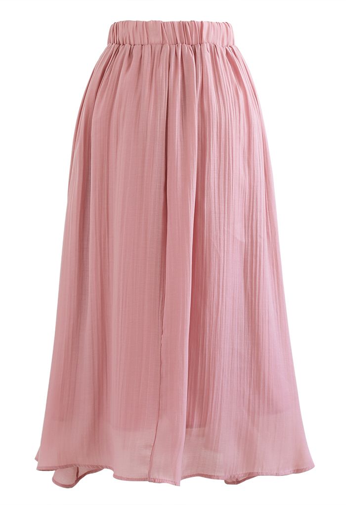 Simplicity Solid Color Textured Skirt in Pink