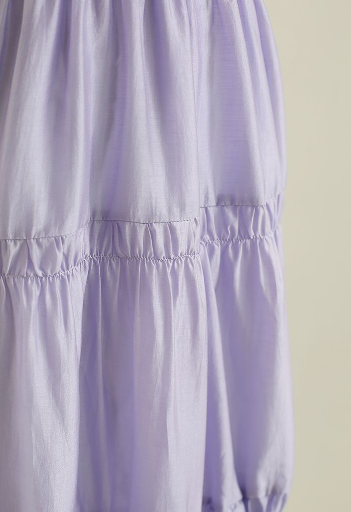 Lilac Dream Short-Sleeve Shirred Dress