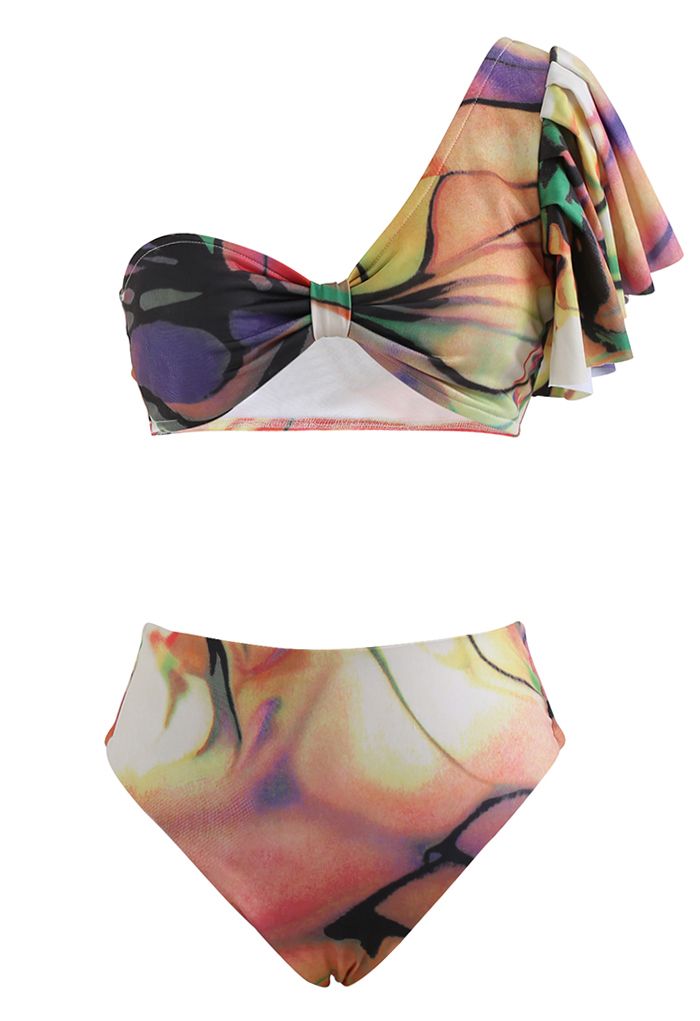Richly Tinting One-Shoulder Bikini Set