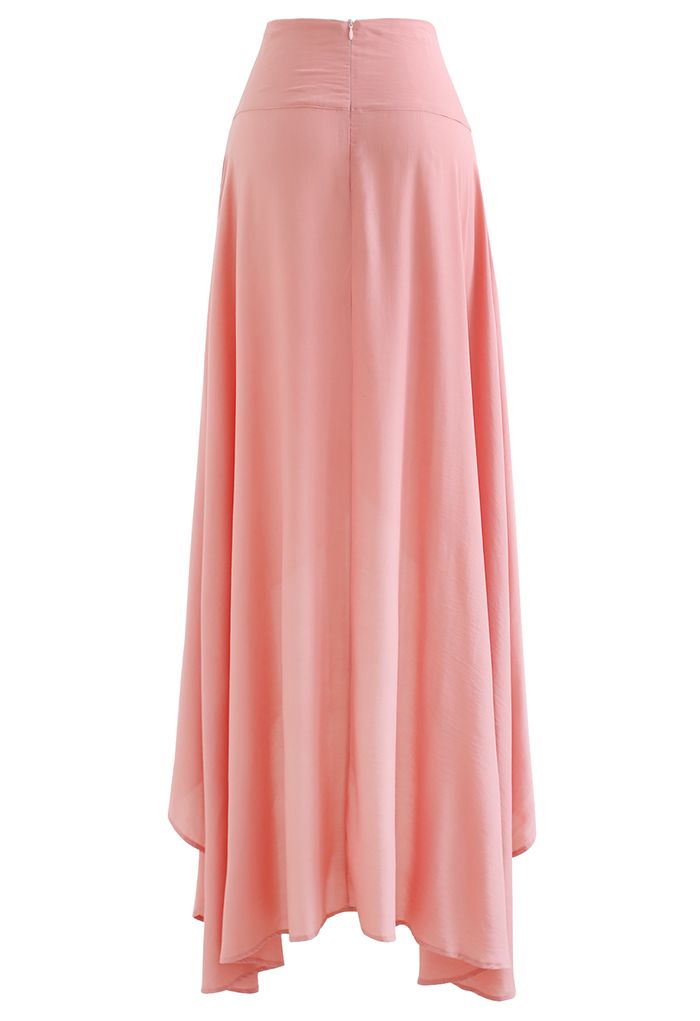 Lazy Summer Flap Front Hi-Lo Maxi Skirt in Pink