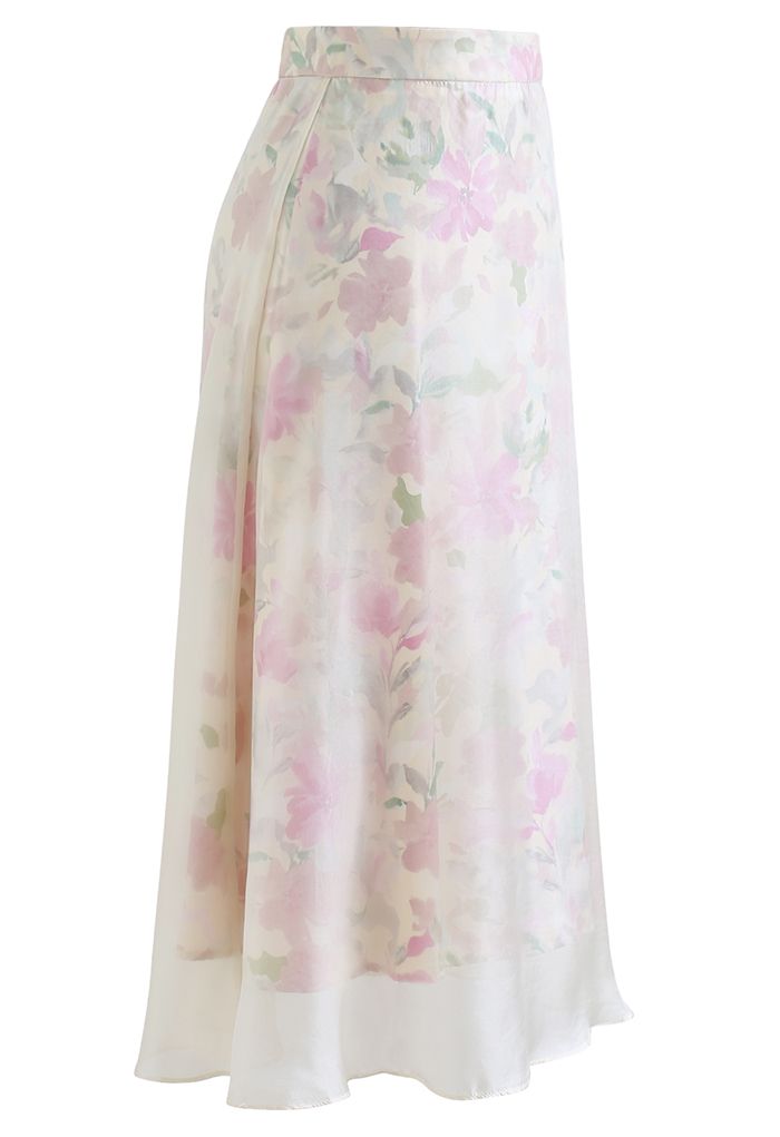 Breezy High Waist Sheer Midi Skirt in Floral