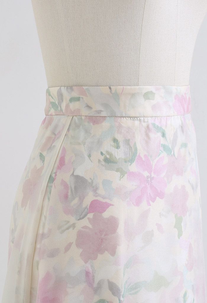 Breezy High Waist Sheer Midi Skirt in Floral