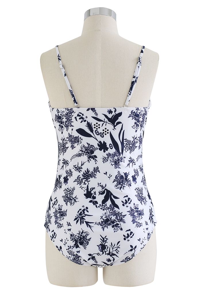 Traditional Pattern Hollow Out Swimsuit