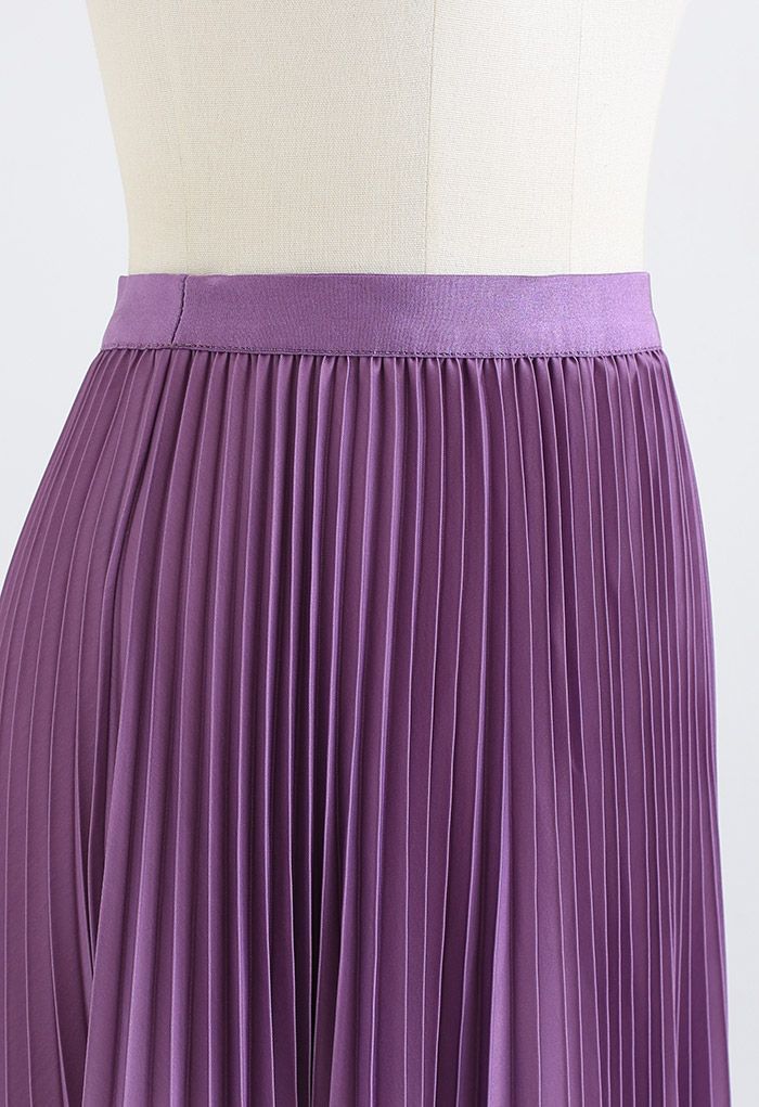 Purple Gradient Pleated Midi Skirt
