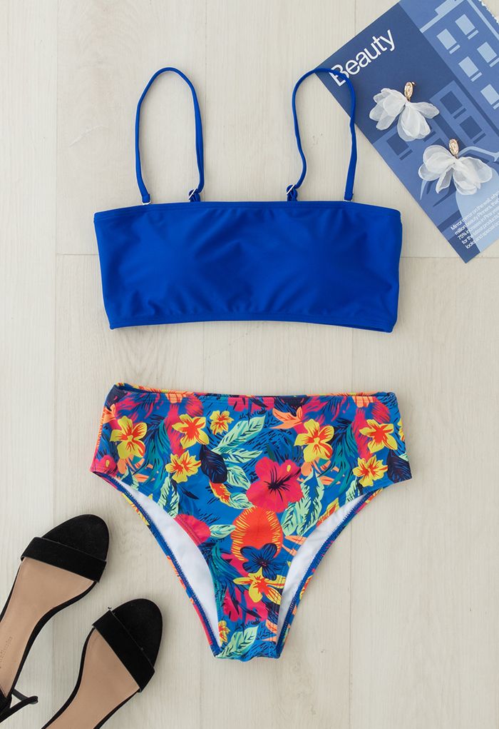 Watercolor Floral Print Cami Bikini Set