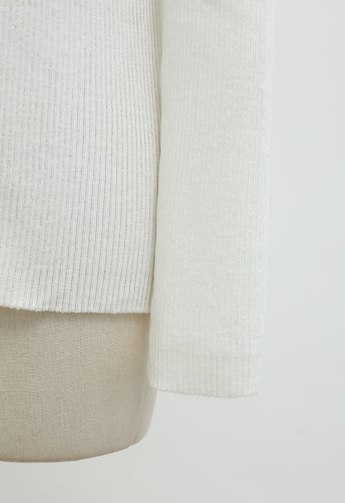 V-Neck Cutout Cozy Knit Top in White - Retro, Indie and Unique Fashion