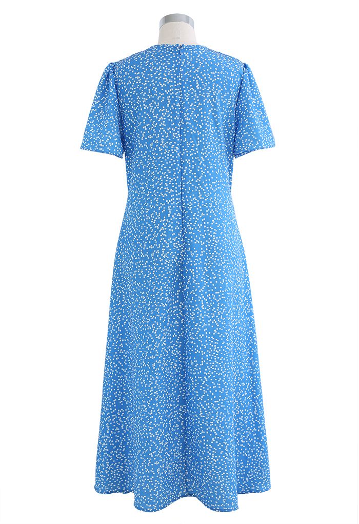 Little Cube Pattern Wrapped Dress in Blue - Retro, Indie and Unique Fashion