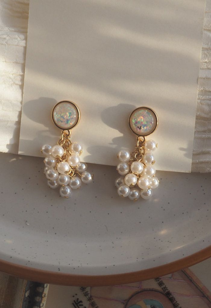 Grape Shape Shimmer Pearl Earrings