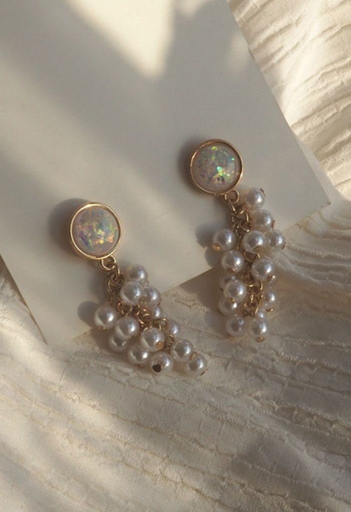 Grape Shape Shimmer Pearl Earrings