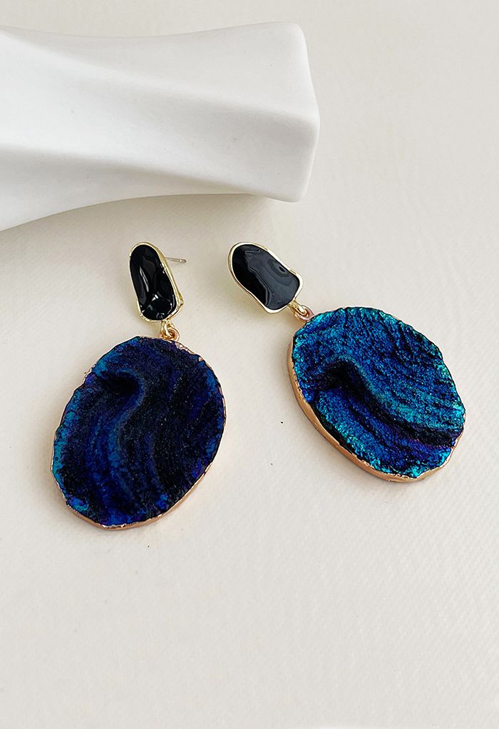 Shimmer Navy Blue Resin Earrings