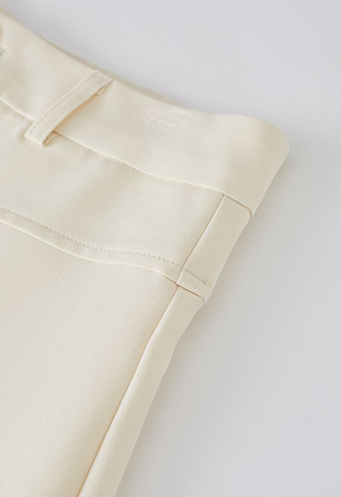 High-End Flare Hem Midi Skirt in Cream