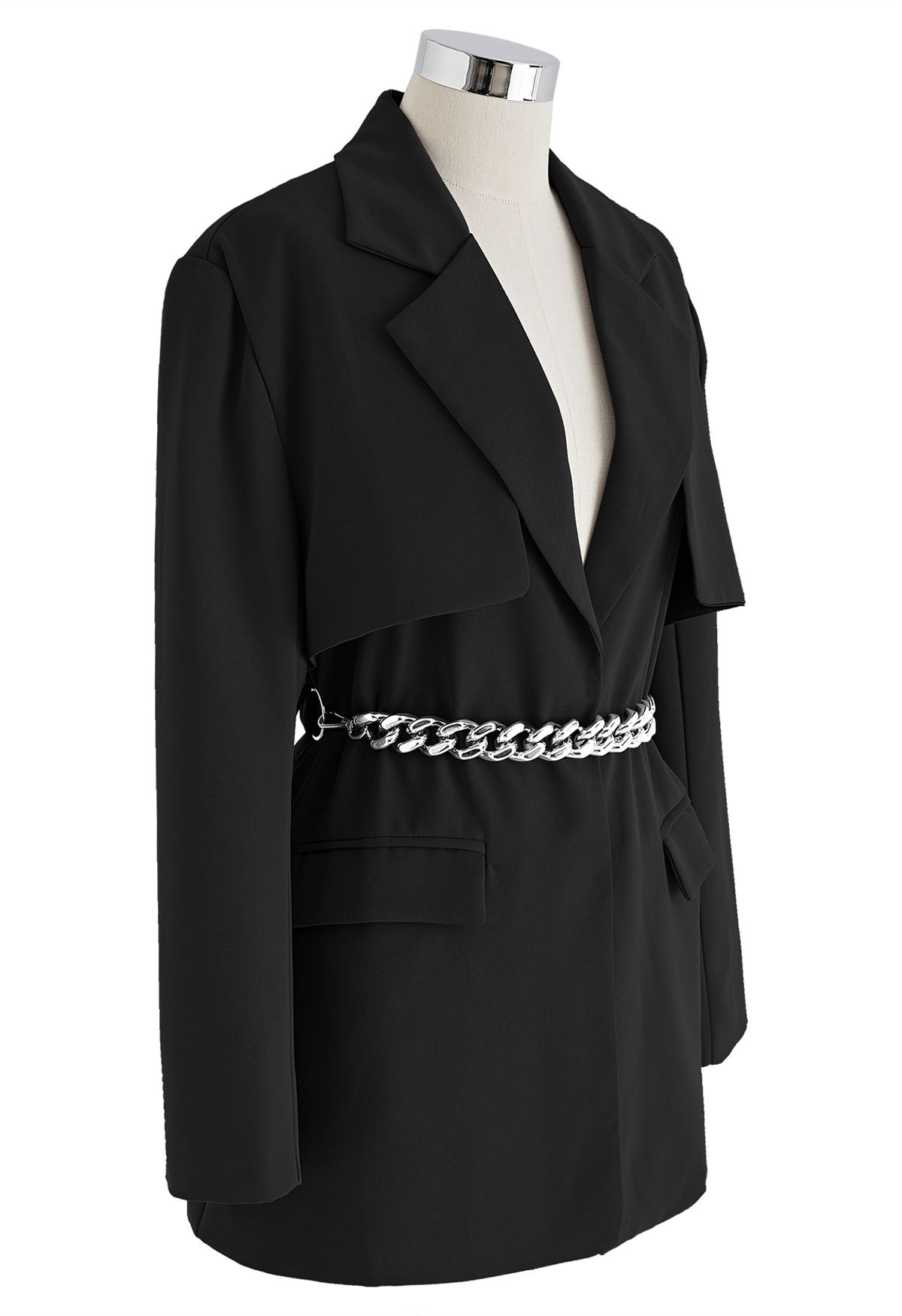 Chain Belt Slouchy Blazer in Black