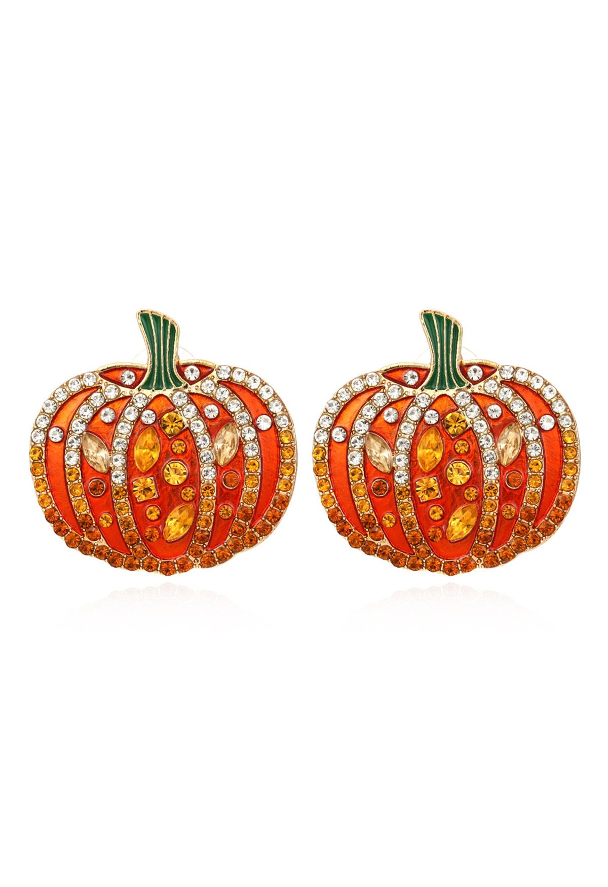 Diamond Decor 3D Shiny Pumpkin Earrings