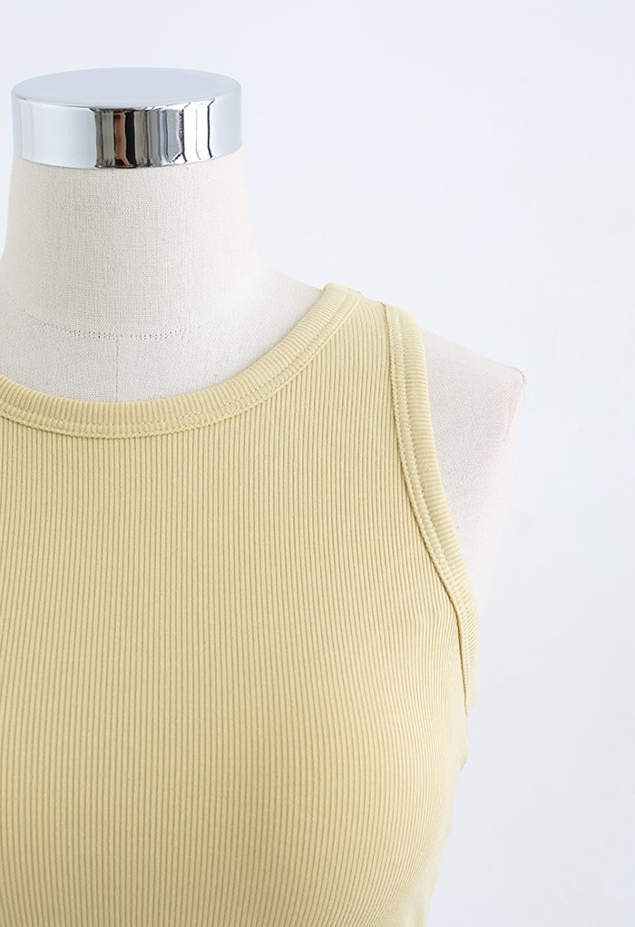 Solid Color Ribbed Tank Top in Yellow