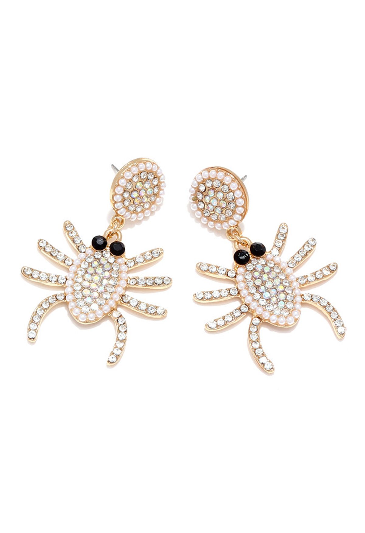 Full Pearl Spider Zircon Drop Earrings