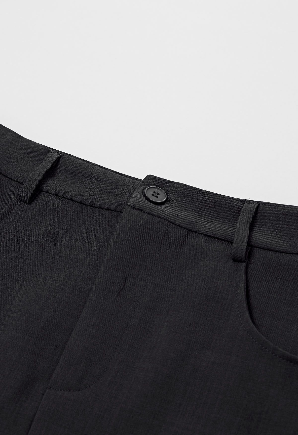 Slit Back Belted Maxi Skirt in Black