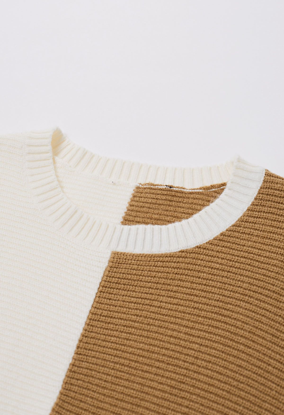 Two-Tone Cross Hem Knit Sweater