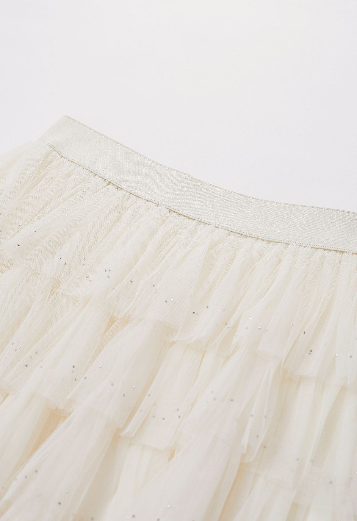 Glitter Swan Cloud Midi Skirt in Cream
