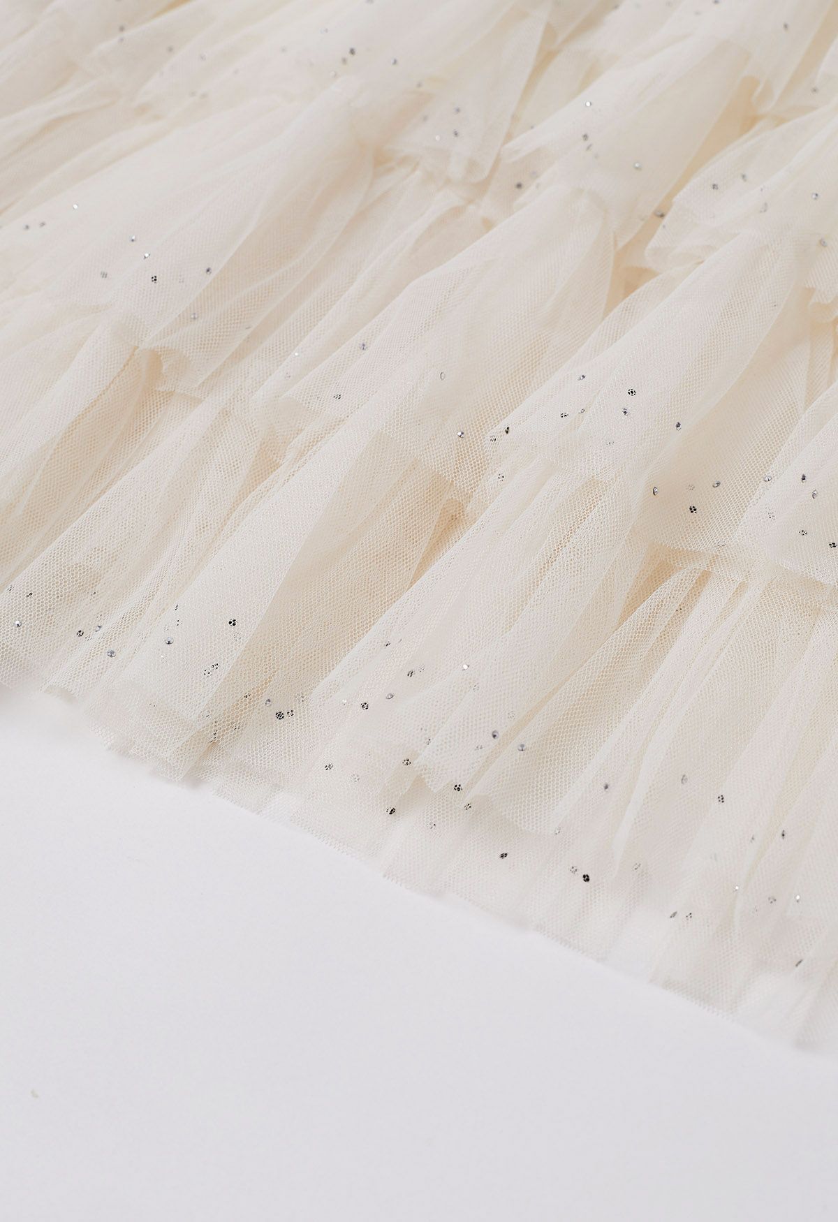 Glitter Swan Cloud Midi Skirt in Cream