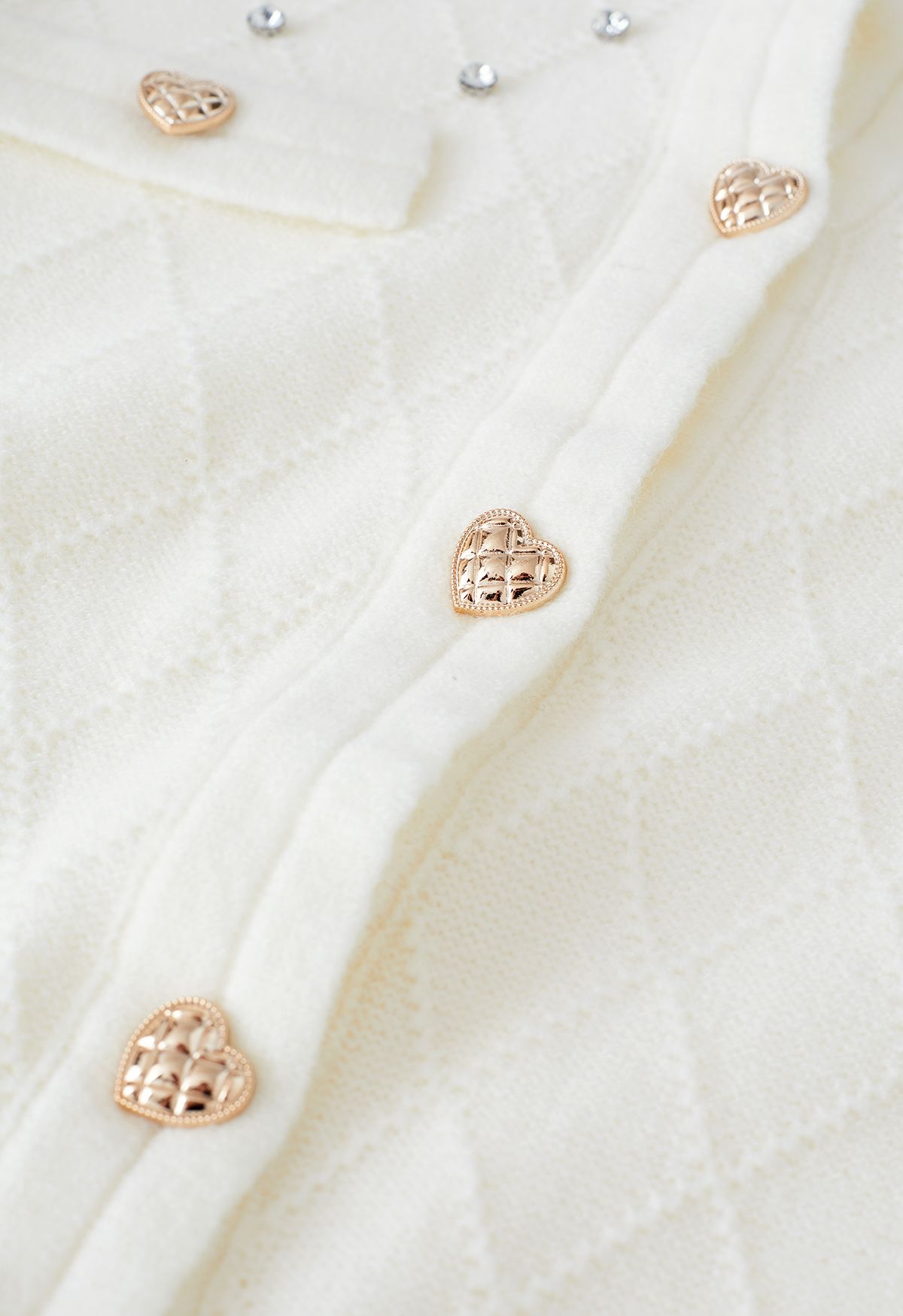 Diamante Studded White Knit Cardigan