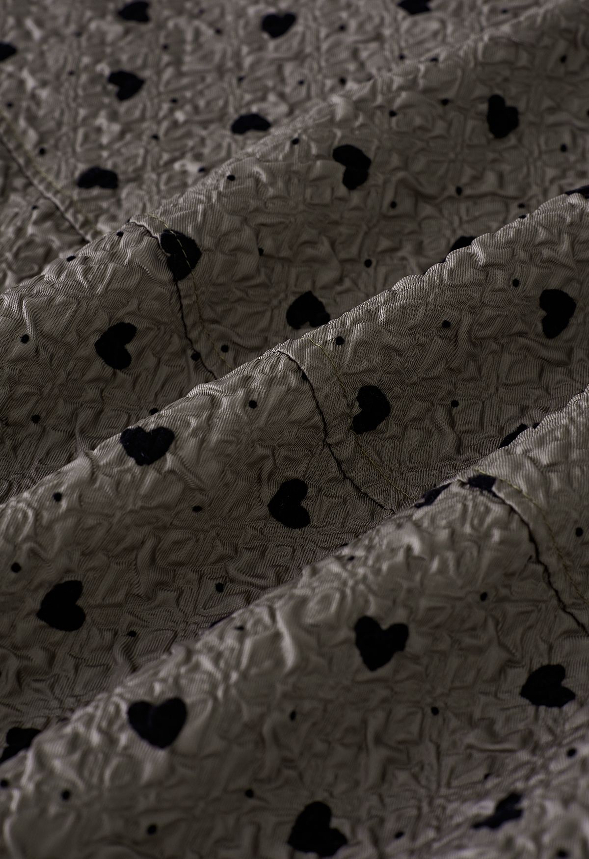 Velvet Heart Embossed Texture Midi Skirt in Taupe