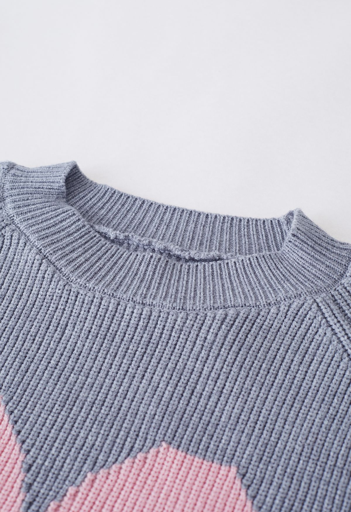One Heart Rib Knit Oversized Sweater in Grey