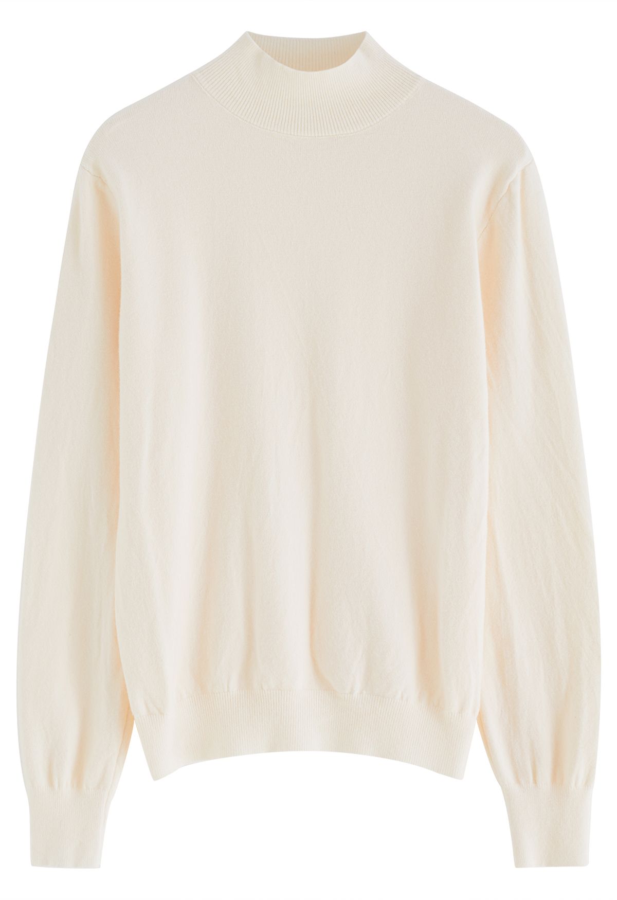 Simple Mock Neck Knit Top in Cream