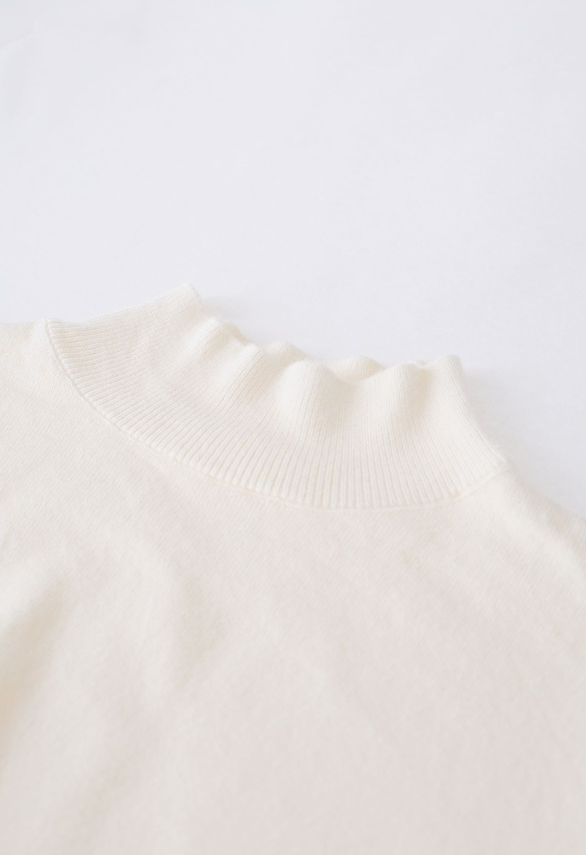 Simple Mock Neck Knit Top in Cream
