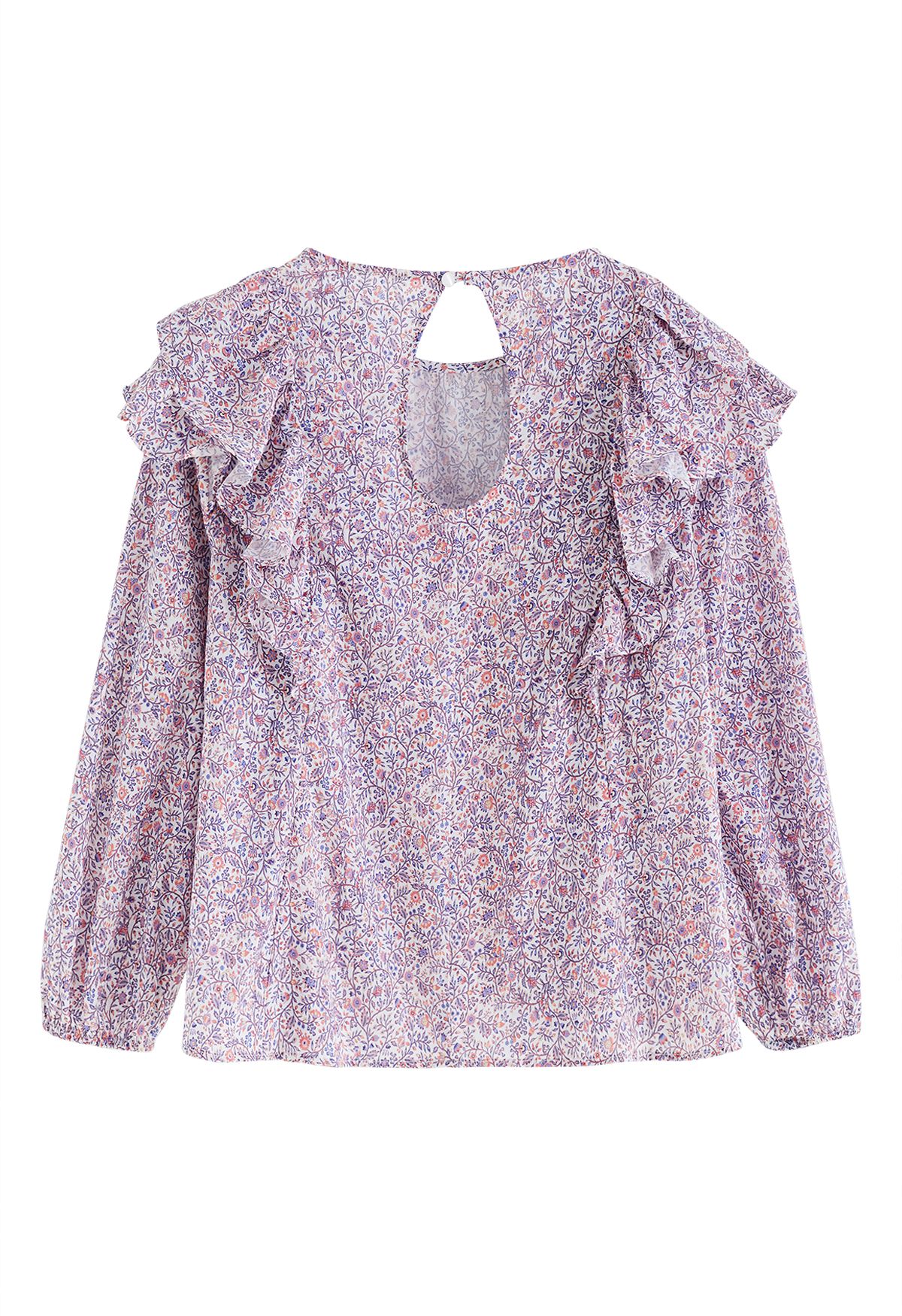 Lavender Floret Tiered Ruffle Top