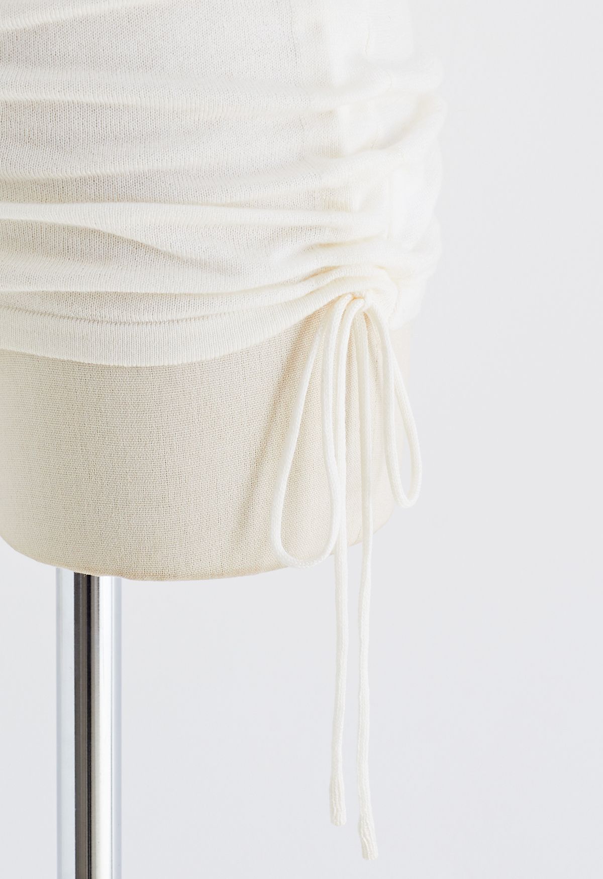 Square Neck Side Drawstring Top in Ivory