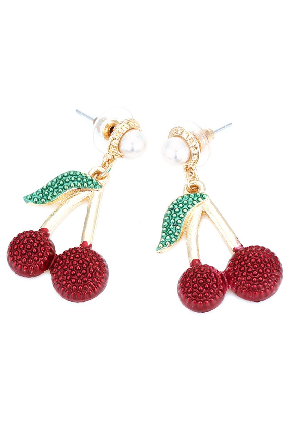 Sweet Cherry Diamond Pearl Earrings