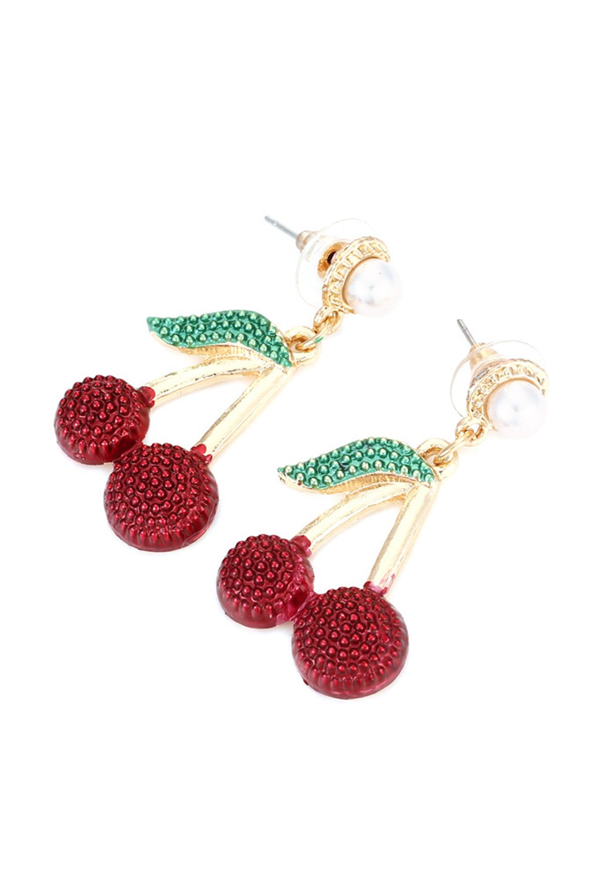 Sweet Cherry Diamond Pearl Earrings