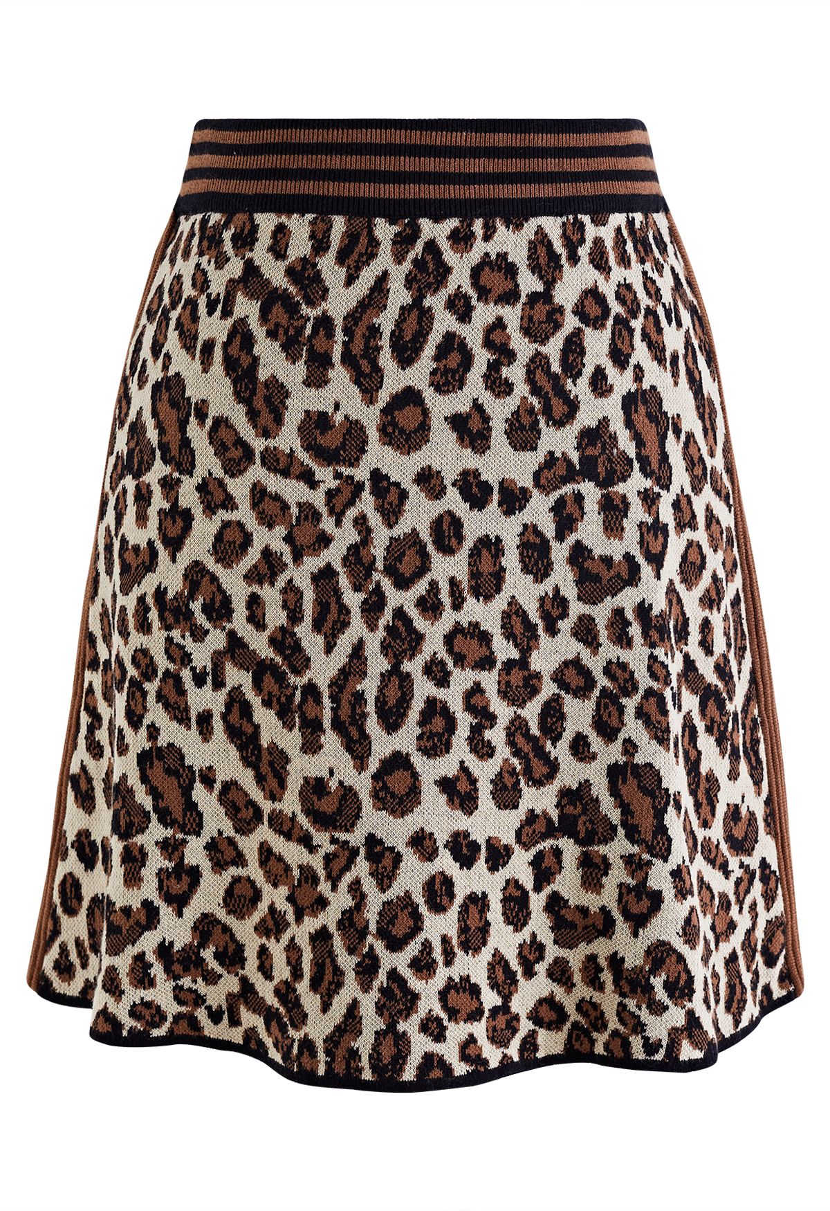 Leopard Print Knit Mini Skirt