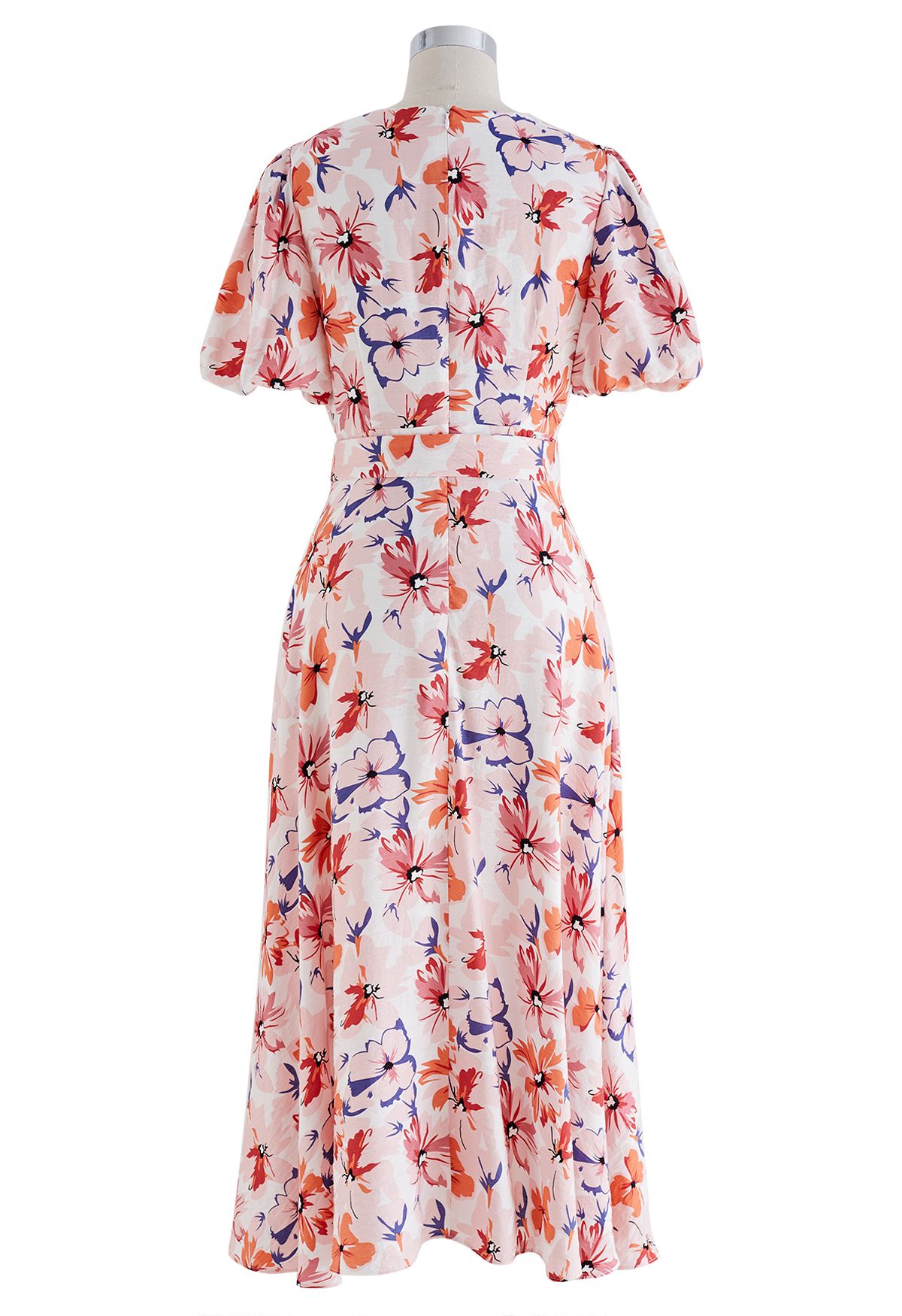 Lively Floral Print Belted Wrap Dress