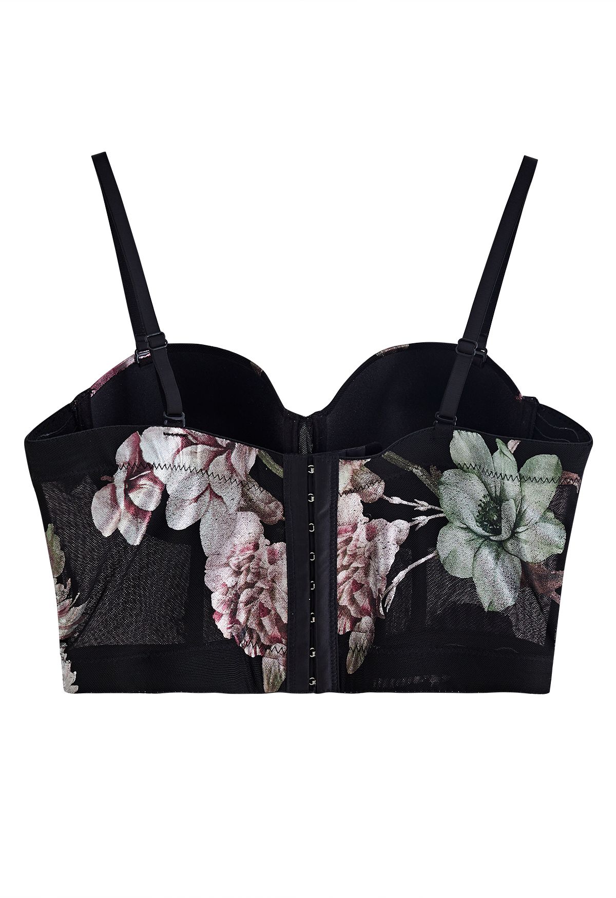 Blooming Flower Bustier Crop Top in Black