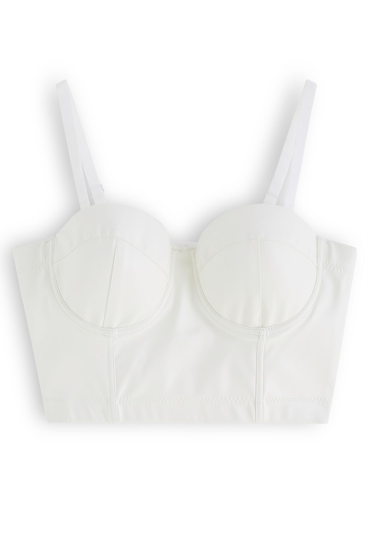 Faux Leather Bustier Crop Top in White
