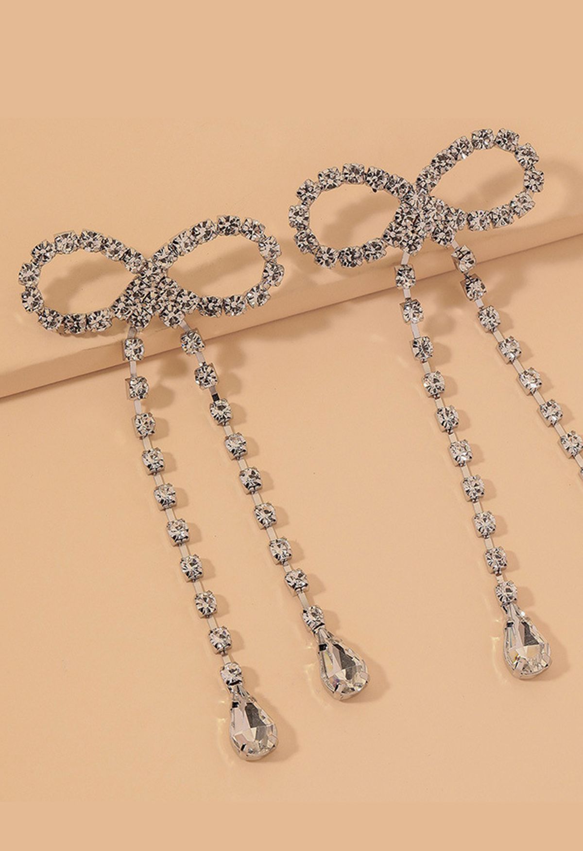 Full Diamond Bowknot Drop Earrings