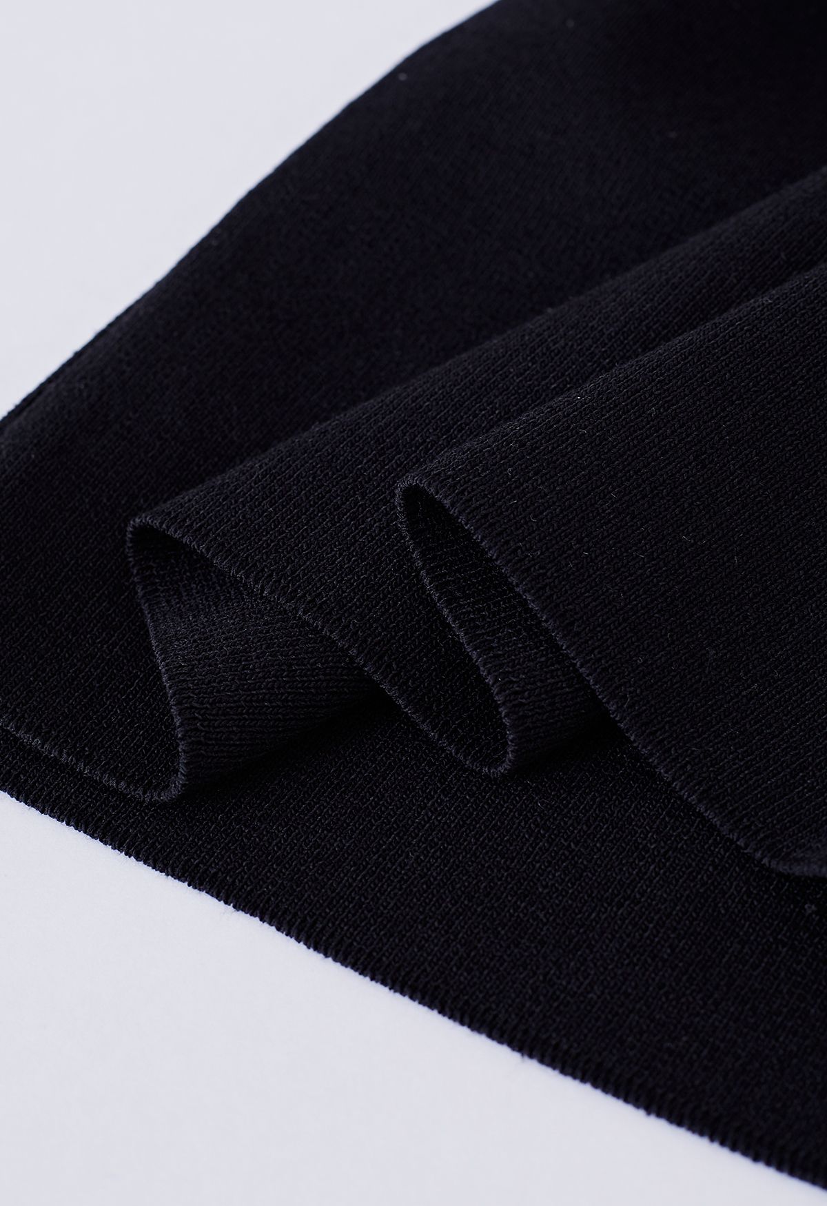 Asymmetric Halter Neck Knit Crop Top in Black