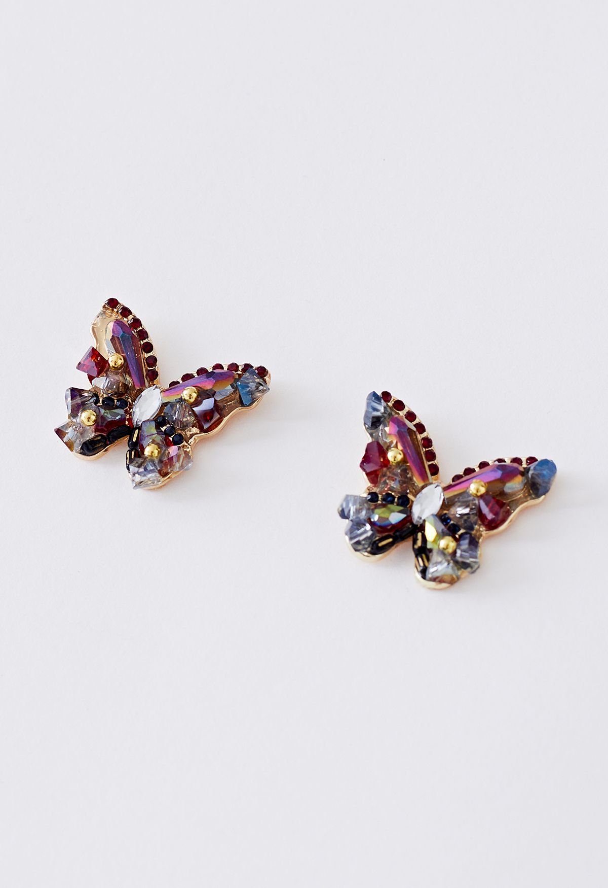 Colored Crystal Diamond Butterfly Earrings