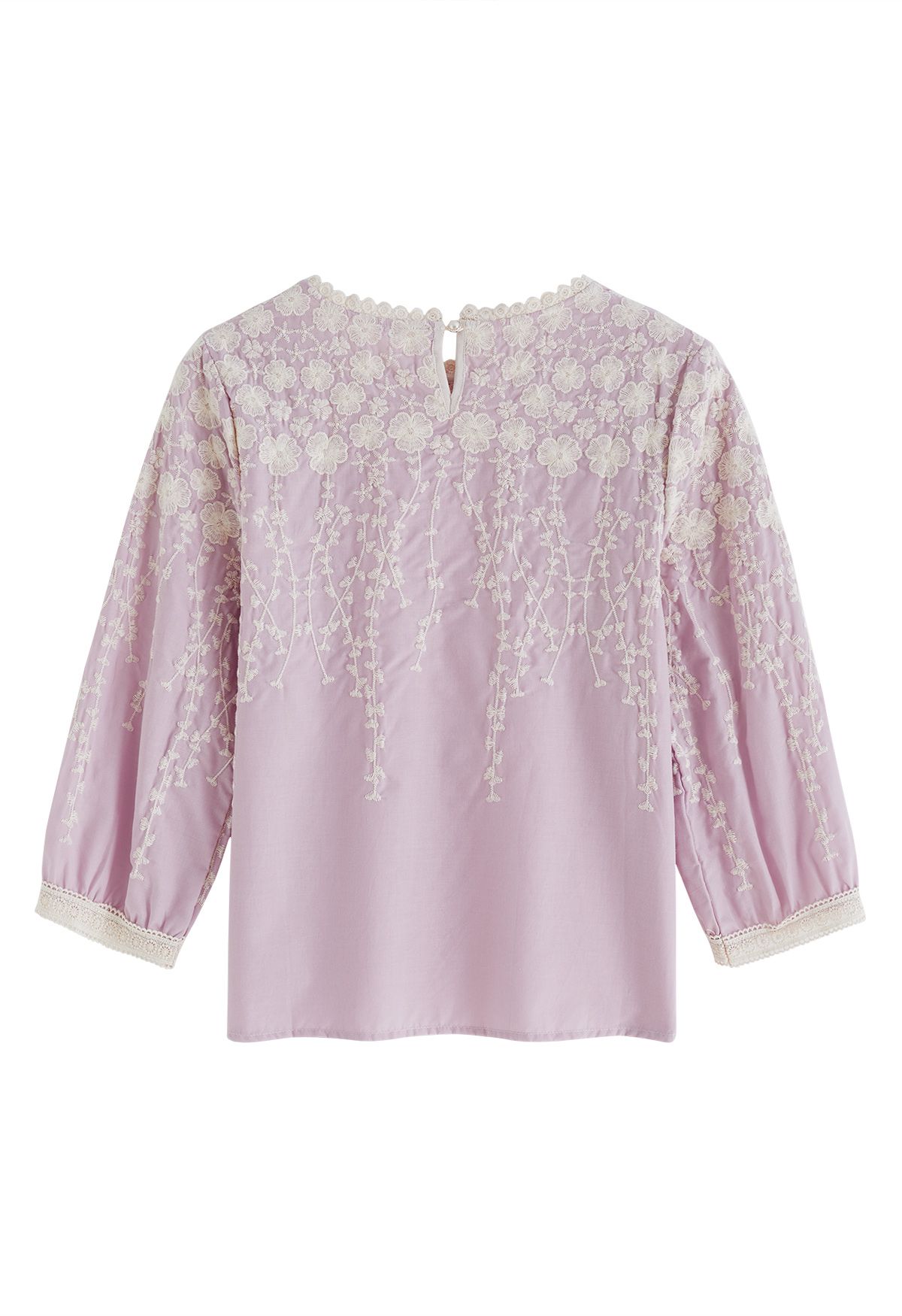 Clover Branch Embroidered Dolly Top in Lilac