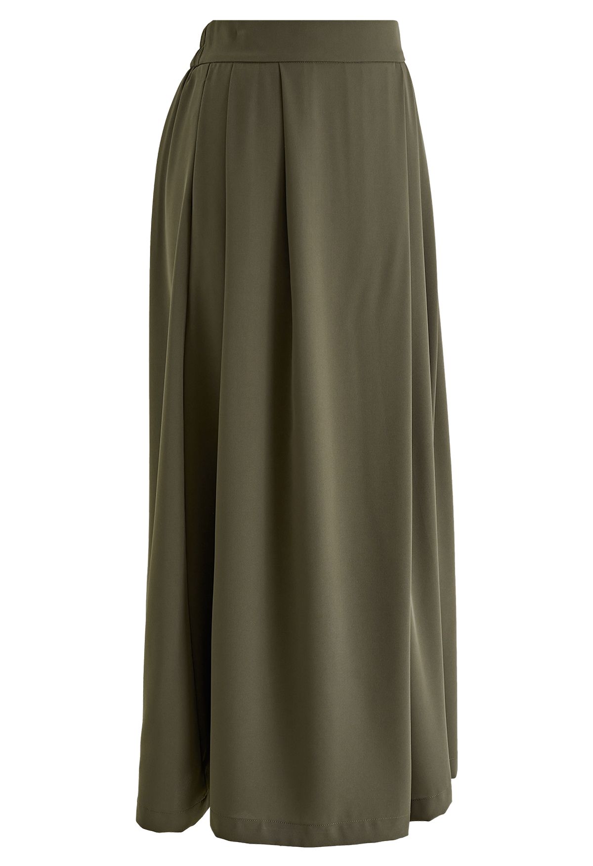 Easeful Pleated Wide-Leg Pants in Army Green