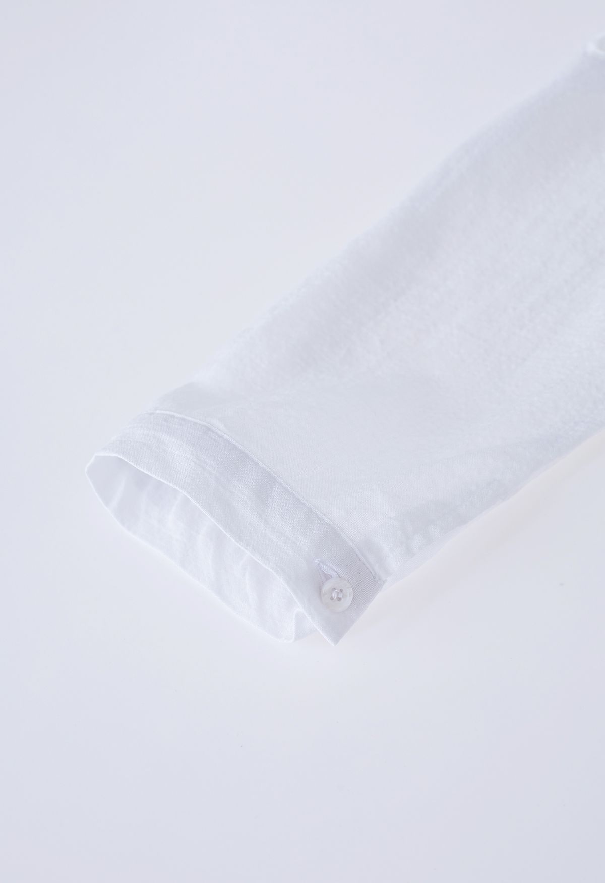 V-Neck Crochet Sleeve Cotton Top in White