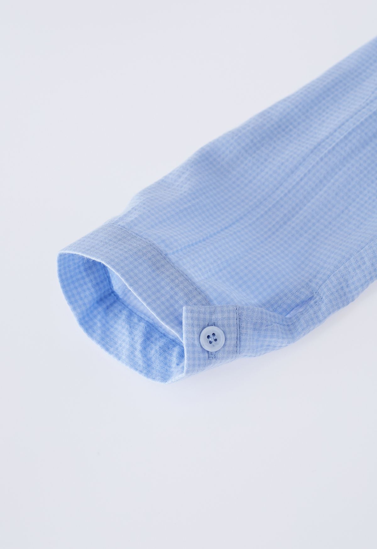V-Neck Crochet Sleeve Cotton Top in Blue